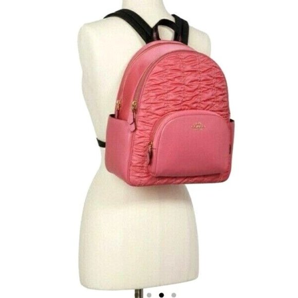 New Coach C4094 Court Backpack with Ruching Nylon & Pebble Leather Confetti Pink - Picture 2 of 4